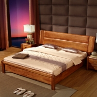 作木坊 實木床雙人床高箱床1.8米胡桃木實木床品牌臥室家具中式全實木床A309 標準框架床(不含床頭