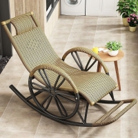 藤編搖椅洛滑陽臺曬太陽休閑躺椅客廳家用老人逍遙藤椅網紅懶人搖搖椅