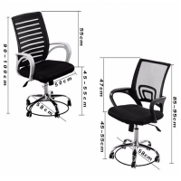家時光電腦椅辦公椅子靠背網布弓形職員椅現代簡約家用舒適轉椅子 黑色普通